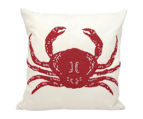 Red Beaded Crab Indoor/Outdoor Throw Pillow (18"x18") - Nourison