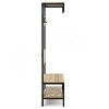 TiramisuBest Natural Oak Hall Tree: Multistorage Marvel with 1 Mirror and Adjustable Legs for Customized Functionality! - 4 of 4