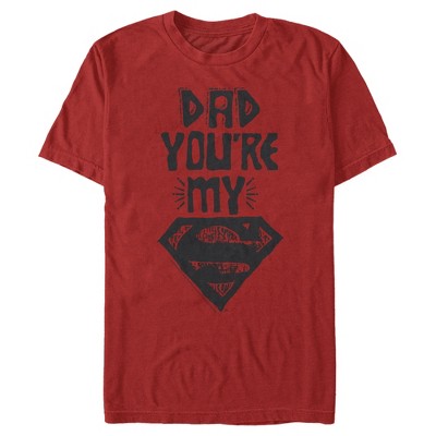 Men's Superman Father's Day Dad My Hero T-shirt - Red - Medium : Target