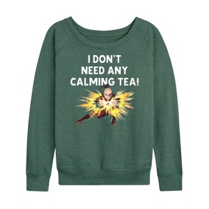 Women's - Avatar: The Last Airbender - Zuko Calming Tea Lightweight French Terry Wide Neck Long Sleeve Shirt - 1 of 4