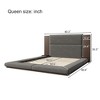 Queen/King Size Floor Upholstered Platform Bed Frame with Upholstered Headboard and Bedside Table, No Box Spring Needed, Grey-ModernLuxe - 3 of 4