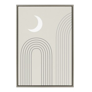 Kate and Laurel Sylvie Crescent Moon over the Mountains Framed Canvas by The Creative Bunch Studio, 23x33, Gray - 1 of 4