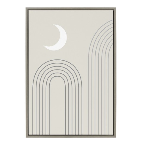 Kate and Laurel Sylvie Crescent Moon over the Mountains Framed Canvas by The Creative Bunch Studio, 23x33, Gray - image 1 of 4