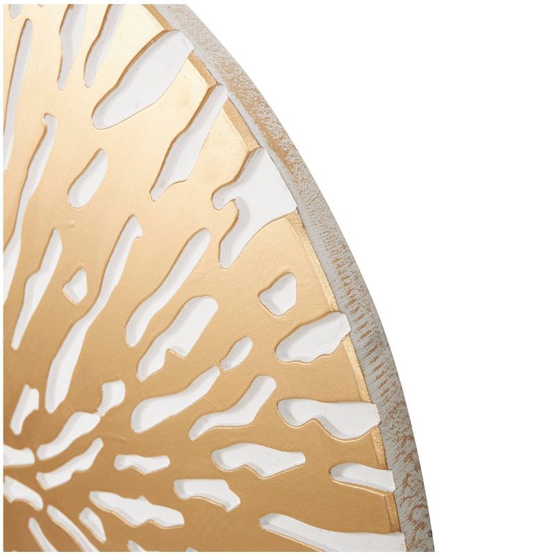 36&#34;x36&#34; Wooden Starburst Round Abstract Carved Wall Decor with White Backing Gold - Olivia &#38; May, 4 of 9
