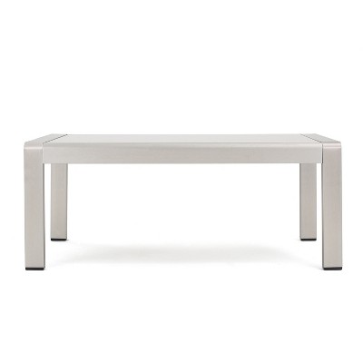 Cape Coral Rectangle Aluminum Coffee Table with Glass Top