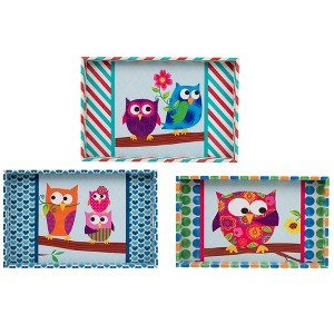 Northlight Set of 3 Vintage-Style Owl Wooden Rectangular Serving Trays 19" - Blue/Red - 1 of 4