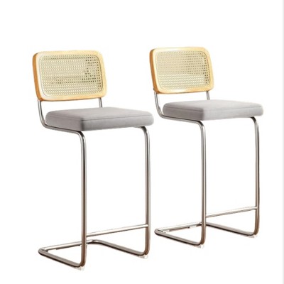Infurnic Counter and Bar Stools, Modern Upholstered Bar Stools Set with Sturdy Legs, for Kitchen and Dining Room, 2PCS, Gray, 17.7"*18.9"*42.5"