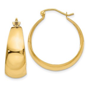 Black Bow Jewelry 14k Yellow Gold Wide Tapered Round Hoop Earrings, 27mm (1 1/16 Inch) - 1 of 4