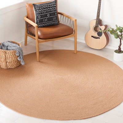 Coastal Charm Blue Synthetic 7' Round Braided Rug