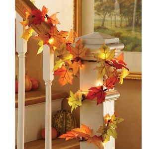 Collections Etc Lighted Fall Leaves Garland - 1 of 2