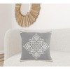 HomeRoots 24" X 24" Light Gray And White 100% Cotton Geometric Zippered Pillow - 2 of 4