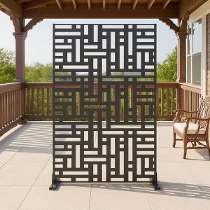 72" H x 47" W Metal Outdoor Privacy Screen, Freestanding Rustproof Steel Louvered Panel, Windproof Patio & Garden Divider Trellis - 1 of 4