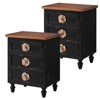 NicBex 19"Farmhouse Nightstand with Floral Knobs,Rustic Bedside Table with 3 Drawers & Gourd Legs,Vintage Nightstand for Bedroom - 4 of 4