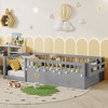 Gulches Kids-Style Twin Floor Bed Frame with High Rails, LED Light, Storage Shelf, Gray - 3 of 4