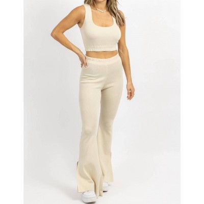 Women's STRETCH SLIT FLARE PANT SET - LULUNICO