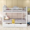 Full Over Full Bunk Bed with Storage Drawers and Ladder, Convertible Wooden Bunk Bed for Kids, Teens and Adults, White/Gray/Espresso - ModernLuxe - 3 of 4