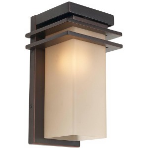 Franklin Iron Works Bernadine 12" High Mission Outdoor Wall Light Fixture Mount Porch House Weatherproof Oil Rubbed Bronze Finish Metal Glass Shade - 1 of 4