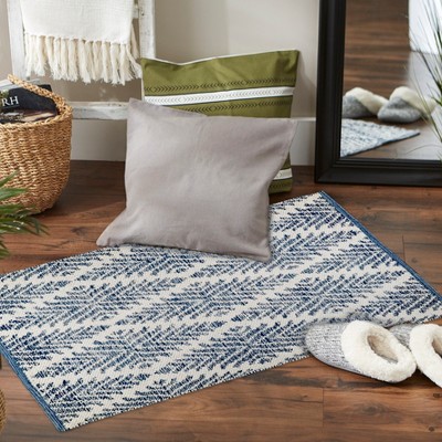 Blue Diamond Hand-Loomed Cotton Rug 2x3 Feet