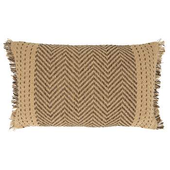 Oversize Cotton with Kantha Stitch Design Throw Pillow Cover Natural - Saro Lifestyle