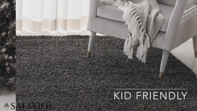 Plush Blue Square Shag Area Rug - Hand-Knotted Synthetic 6'7"