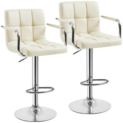Yaheetech 2pcs Swivel Adjustable Bar Stools with Large Steel Pedestal Base for Bar Counter