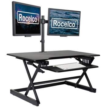 38in Large Height Adjustable Standing Desk Converter - Black (R DADRB-40) - Rocelco