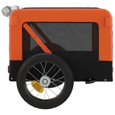 Orange and Black Oxford Fabric Pet Bike Trailer with Iron Frame