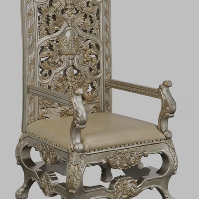 Danae Champagne and Gold Faux Leather Upholstered Arm Chair