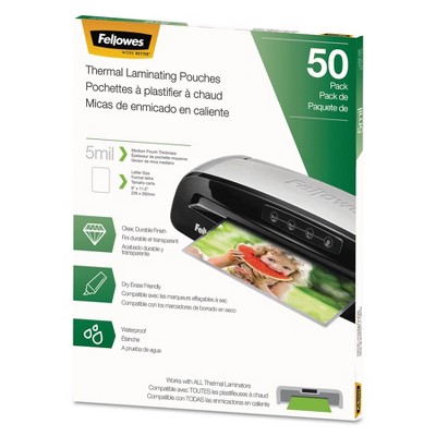 Fellowes Thermal Laminating Pouches Letter 5 mil 50/Pack 5744501