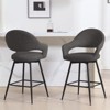 Bekrvio Swivel Counter Height Bar Stools Set of 2/4,26" Kitchen Bar Chairs w/Hollow Back,Faux Leather/Velvet Upholstered for Kitchen Island - 3 of 4