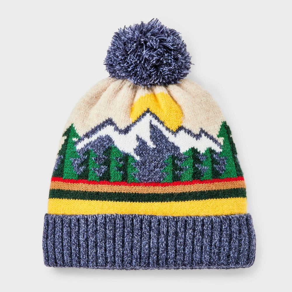 Baby Boys' Mountain Scenic Printed Beanies - Cat & Jack™ Blue 12-24M