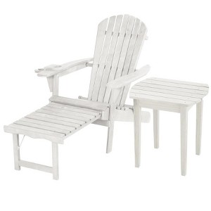 Jiallo Oceanic Collection Adirondack Chaise Lounge Chair Foldable, cup and glass holder, built in ottoman, Set of 1 Lounge chair and 1 end table - 1 of 4