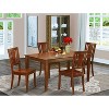 HomeStock 5-Piece Rectangle Mahogany Finish Solid Wood Top Dining Table with 4-Chairs - 2 of 4
