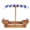 KTMBDW Wooden Sandbox with Lid, Kids Sandbox with Canopy Outdoor, Sandboxes with Covers Foldable Bench Seats for Backyard, Gift for Ages 2-8 - 4 of 4