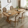 VYNXARIA French Style Solid Wood Frame Antique Painting,Hand-pulled buckle  Velvet artificial leather Dining Chair with Nailhead Trim ,Set of 2,Beige - 4 of 4