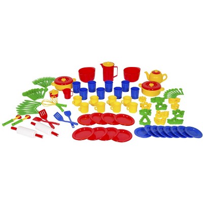 Dantoy Cooking Set for Kids, 8 Place Settings, Assorted Colors, 100 pc