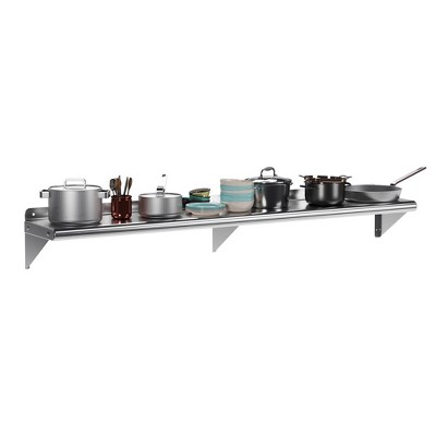 Whizmax Stainless Steel Shelf 12" x 72",260 lb [NSF Certified] Metal Wall Mount Shelf with Backplash for Restaurant, Laundry Room, Kitchen and Garage