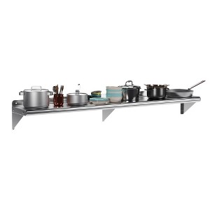 Stainless Steel Shelf 12" x 72",260 lb [NSF Certified] Metal Wall Mount Shelf with Backplash for Restaurant, Laundry Room, Kitchen and Garage - 1 of 4