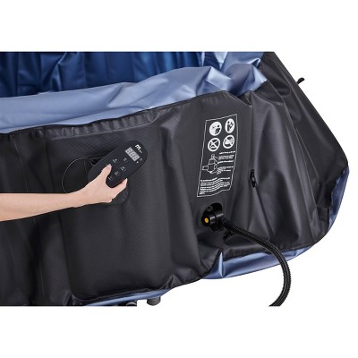 Charcoal Gray Inflatable 6-Person Outdoor Hot Tub with Thermal Cover