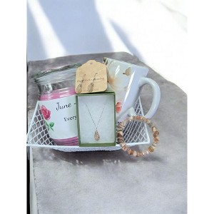 Michelle Marie Boutique's June Birthday Gift Box, Candle, Moonstone Jewelry, Rose Mug, Women's Gift - 1 of 4