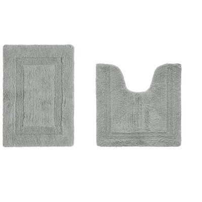 Lux Premium 100% Cotton Tufted Solid Reversible 2 PC Bath Rug Set – Ultra-Soft, Water-Absorbent, Durable, Machine Washable Bathroom Rug