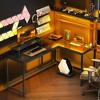 HOMCOM 61.6" L Shaped Desk with Power Outlets & LED Lights, Convertible Computer Desk with Monitor Stand and Computer Shelf for Home Office - 2 of 4