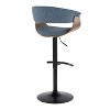 Set of 2 Vintage Modern Adjustable Barstools Black/Walnut/Blue - LumiSource: Swivel, Upholstered, Metal Frame, Footrest - 4 of 4