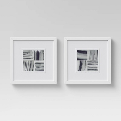 (Set of 2) 12" x 12" Framed Brushed Strokes Wall Art Gray - Project 62™