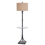Tipton Farmhouse Iron Floor Lamp with Burlap Shade & Glass Table Bronze/Brown - StyleCraft