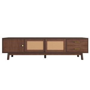 ChicFurnit TV Stands and Consoles Entertainment Center with Storage Cabinets TV Stand Media Console for Living Room, Brown, 70.87"*15.35"*18.11" - 1 of 4