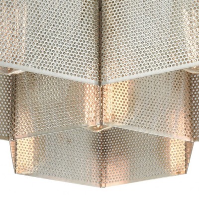 Contemporary Hexagonal 3-Light Semi-Flush Mount in Polished Nickel