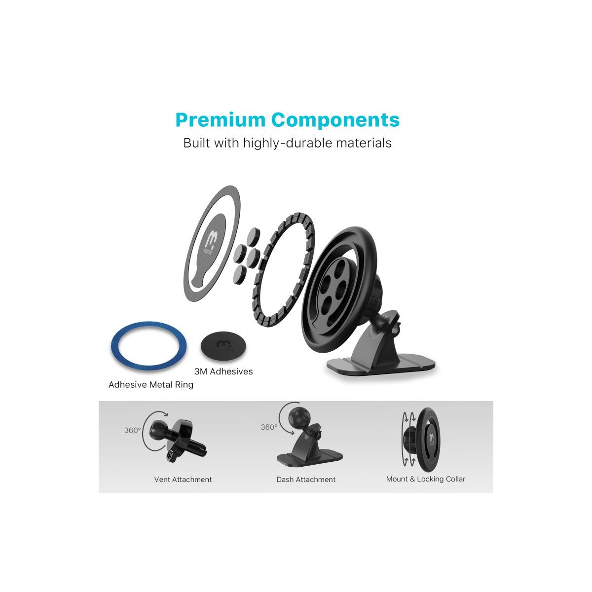 MyBat Pro 3-in-1 Magnetic Car Mount – Hands-Free Phone Holder for Car - Black - thumbnail 5