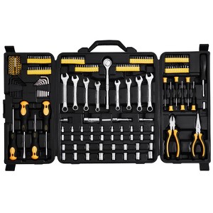 VEVOR 221-Piece Mechanics Tool Set, 1/4" and 3/8" Drive Sockets, SAE and Metric with Bits, Wrenches, Ratchet Handle, Accessories, Black&Silver - 1 of 4
