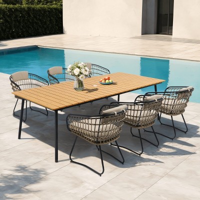 Crestlive Products Patio Outdoor Rattan Dining Chairs Set with Cushions and Armrest